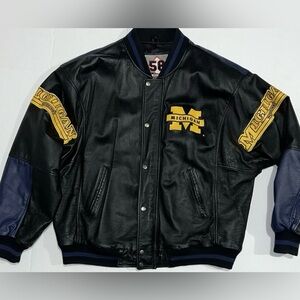 Vintage 90s University Michigan Wolverines Leather Varsity Jacket 58 Sports Xl